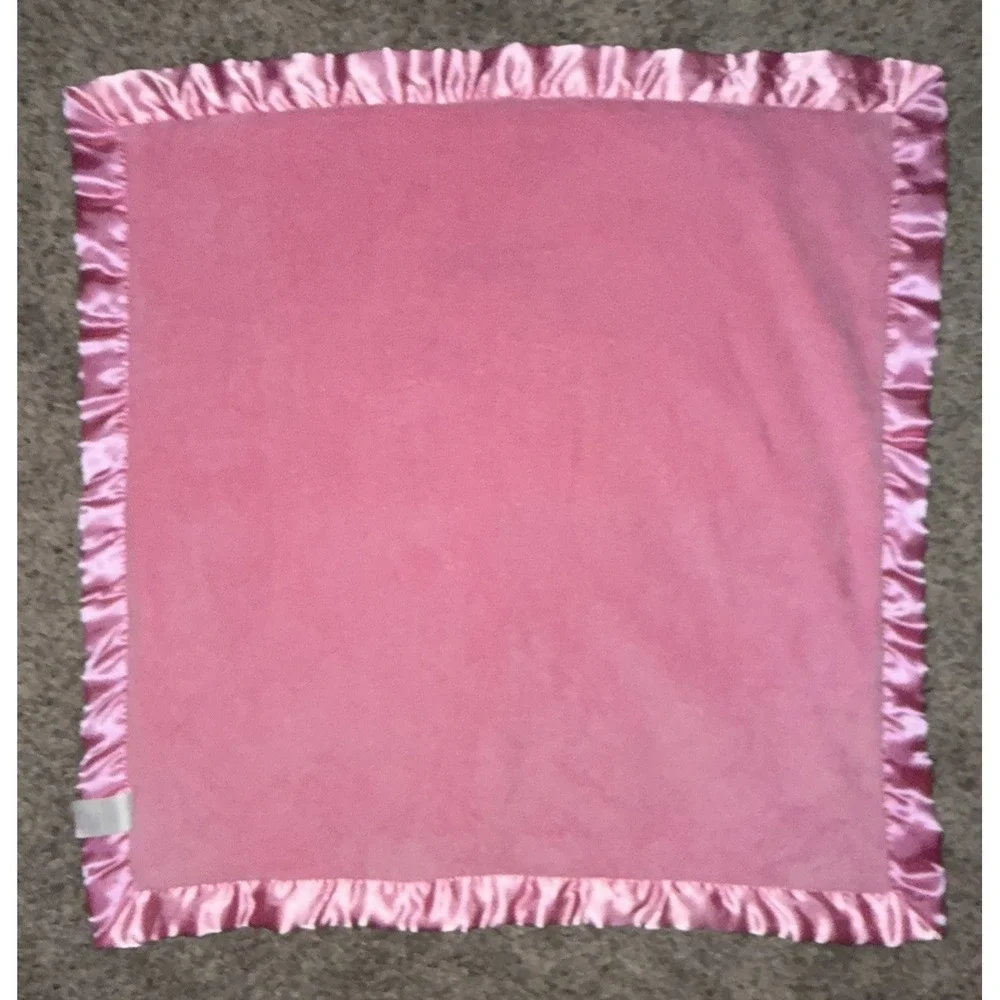 AD Sutton Son Pink Blue White Patchwork Elephant Baby Blanket Satin Minky Dot